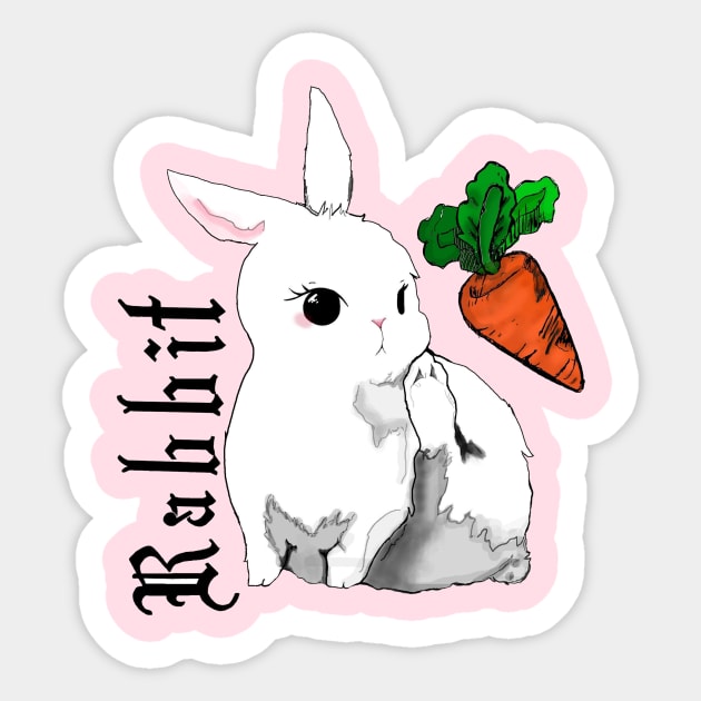 A rabbit and a carrot Sticker by Evgeniya